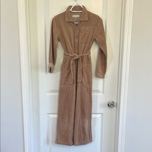 Zara corderoy tan jumpsuit size 11-12
